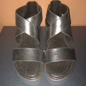 Silver Wedge Sandals! *wide* Avenue Cloudwalkers.